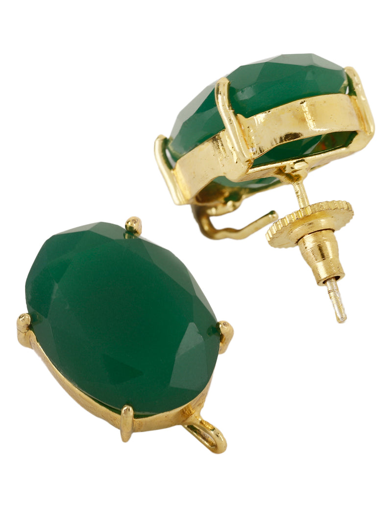 GALEN GREEN ONYX GOLD PLATED STUDS jewellery in 24K gold plating | XAGO Luxe