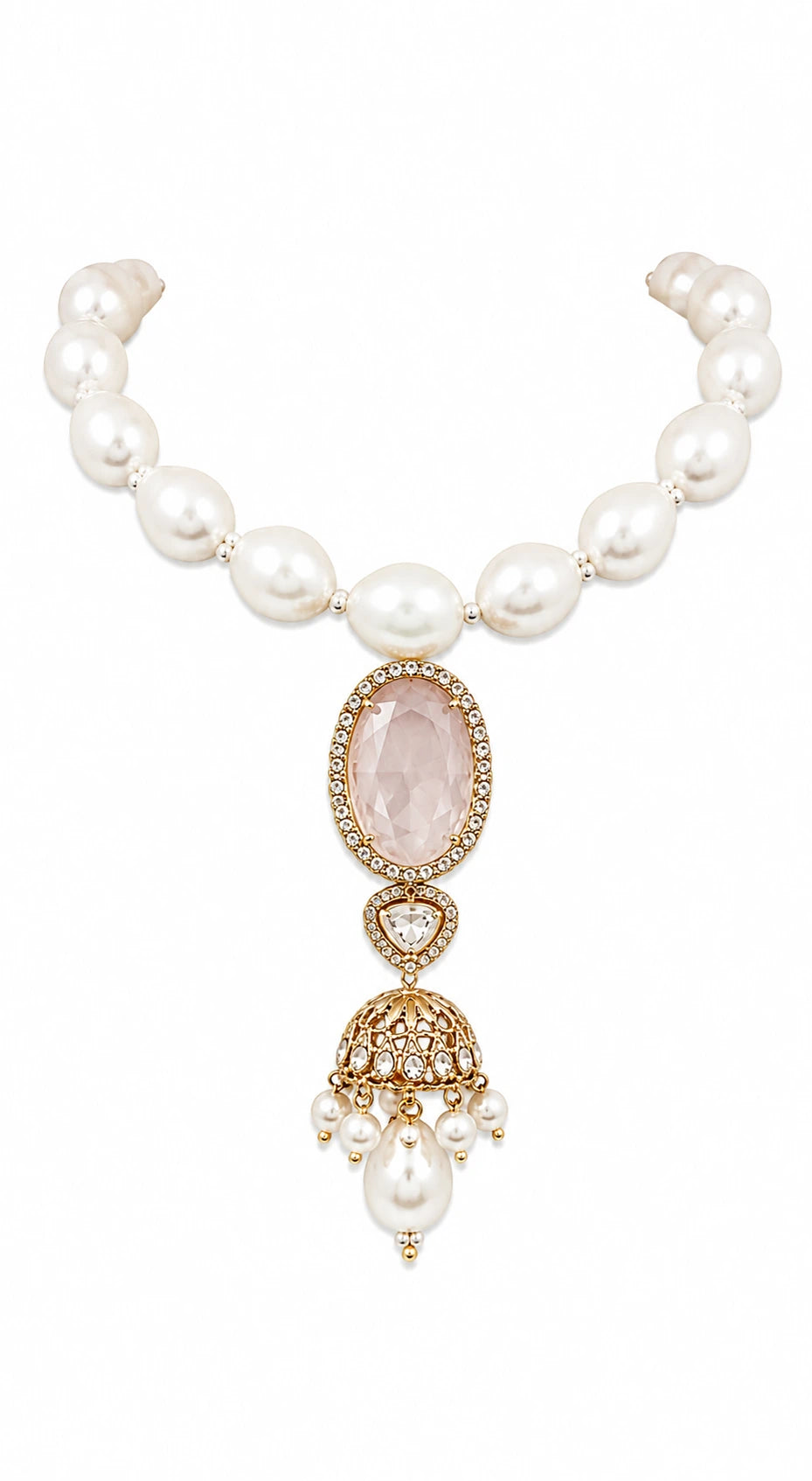 Modern Gold-Tone Filigree Jhumki Necklace | XAGO Luxe