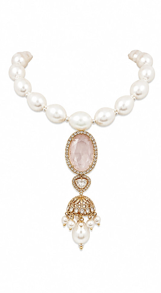 Modern Gold-Tone Filigree Jhumki Necklace | XAGO Luxe
