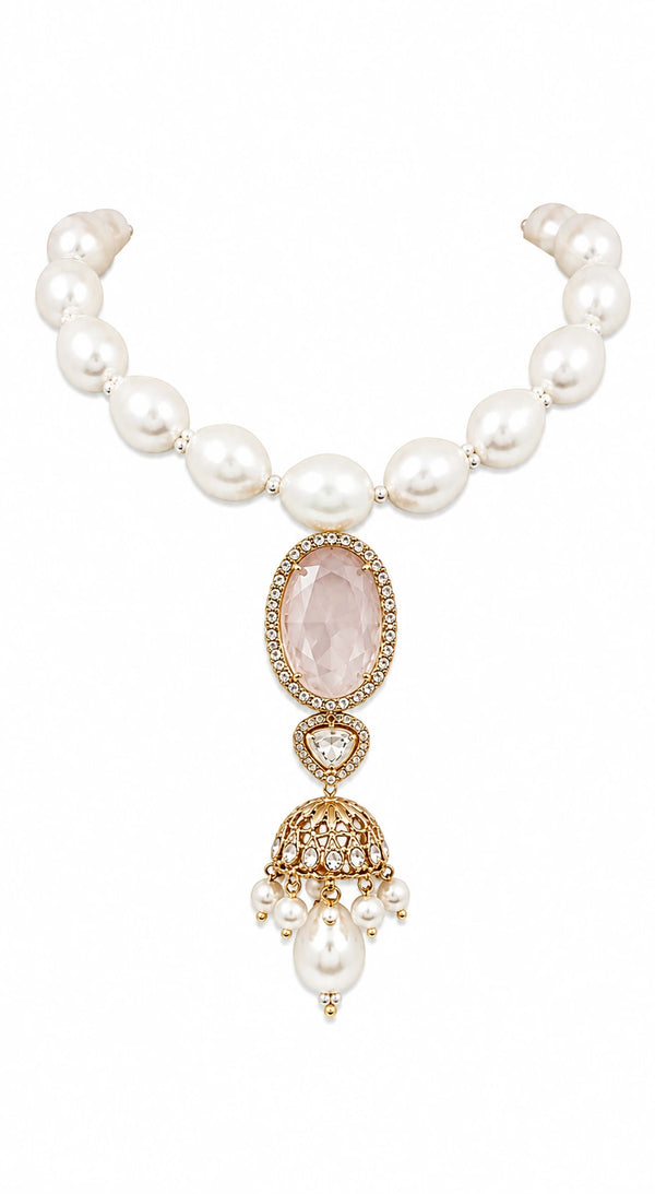 Modern Gold-Tone Filigree Jhumki Necklace | XAGO Luxe