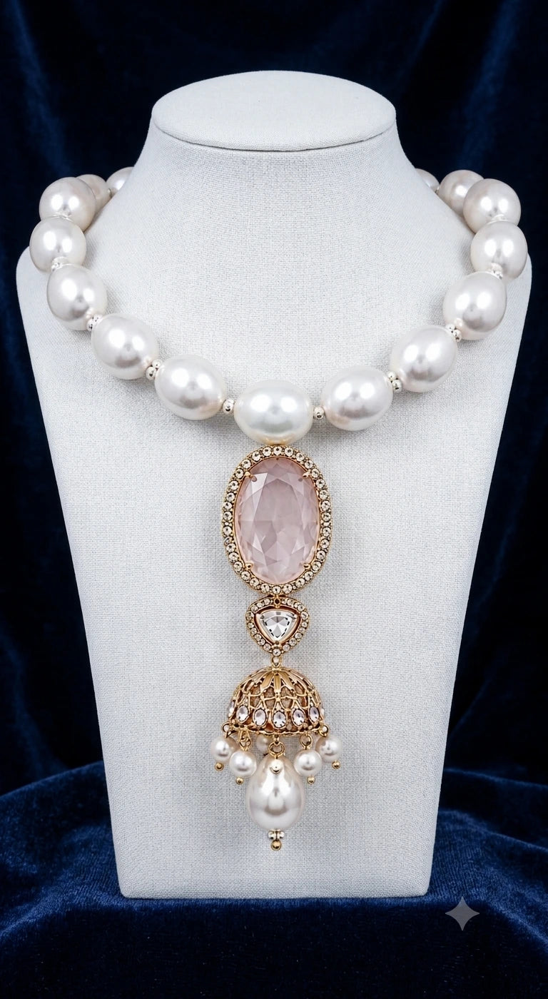 Modern Gold-Tone Filigree Jhumki Necklace | XAGO Luxe
