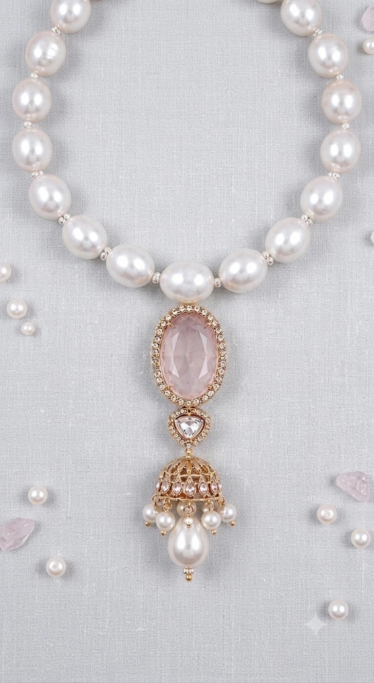 Modern Gold-Tone Filigree Jhumki Necklace | XAGO Luxe