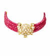 Multi-Strand  Pink Bead Kundan Choker