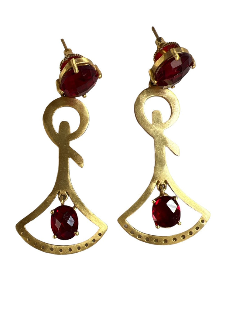 RED TEARDROP DROP EARRINGS jewellery in 24K gold plating | XAGO Luxe