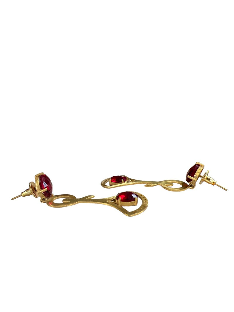 RED TEARDROP DROP EARRINGS jewellery in 24K gold plating | XAGO Luxe