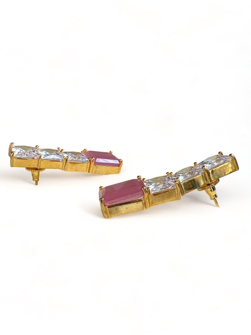 GOLD TONED BLACK CONTEMPORARY SHAPED DROP EARRING jewellery in 24K gold plating | XAGO Luxe