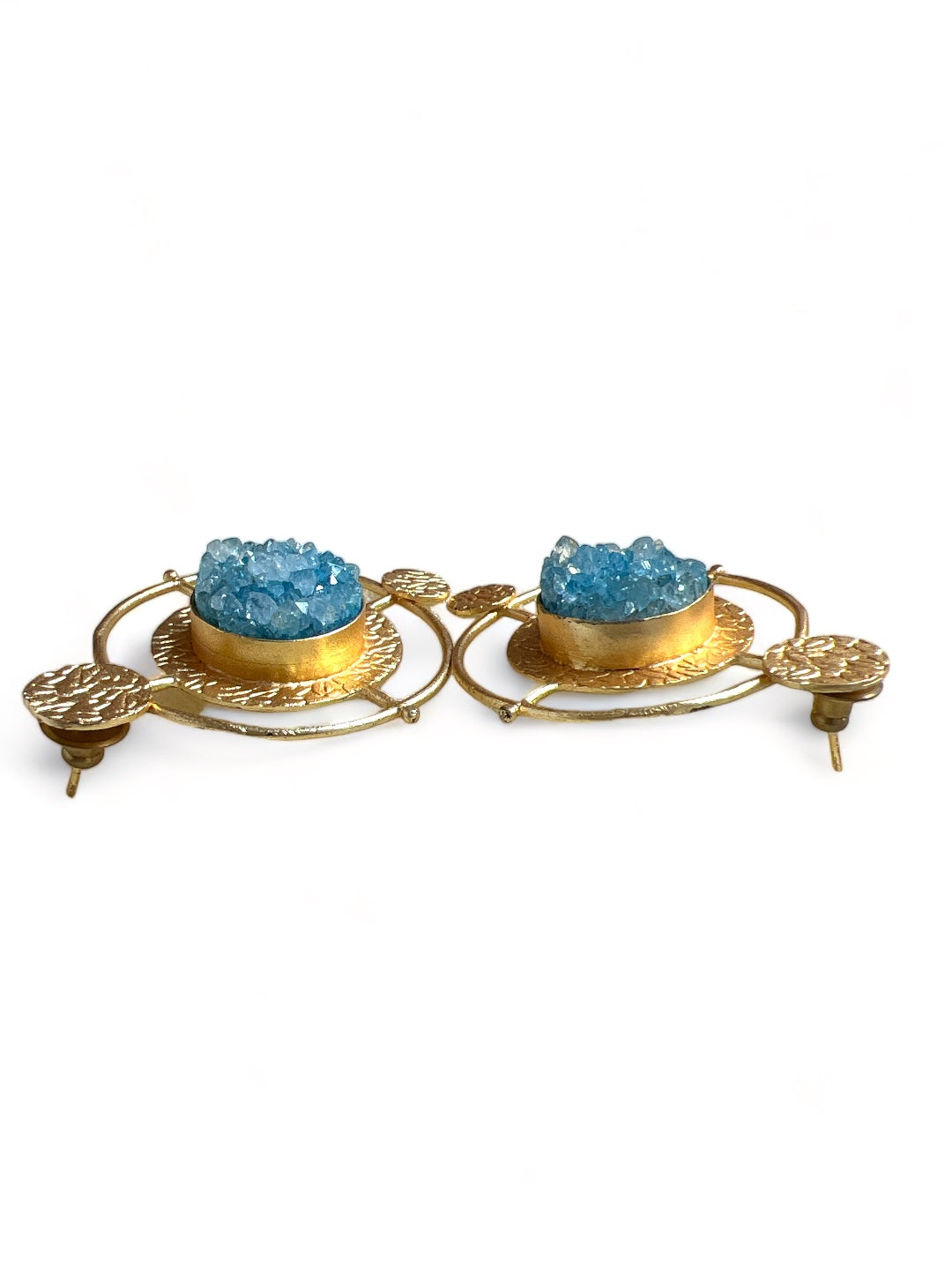GOLD AND BLUE CONTEMPORARY DROP EARRING