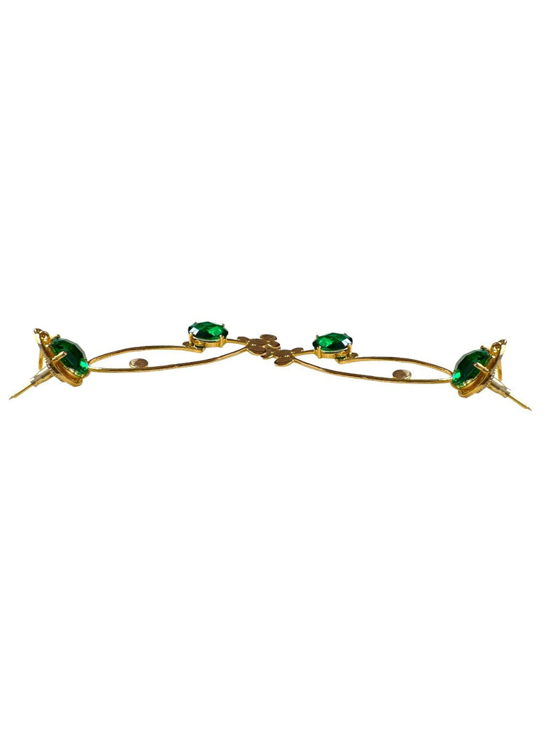GOLD TONED GREEN TEARDROP SHAPED DROP EARRINGS jewellery in 24K gold plating | XAGO Luxe