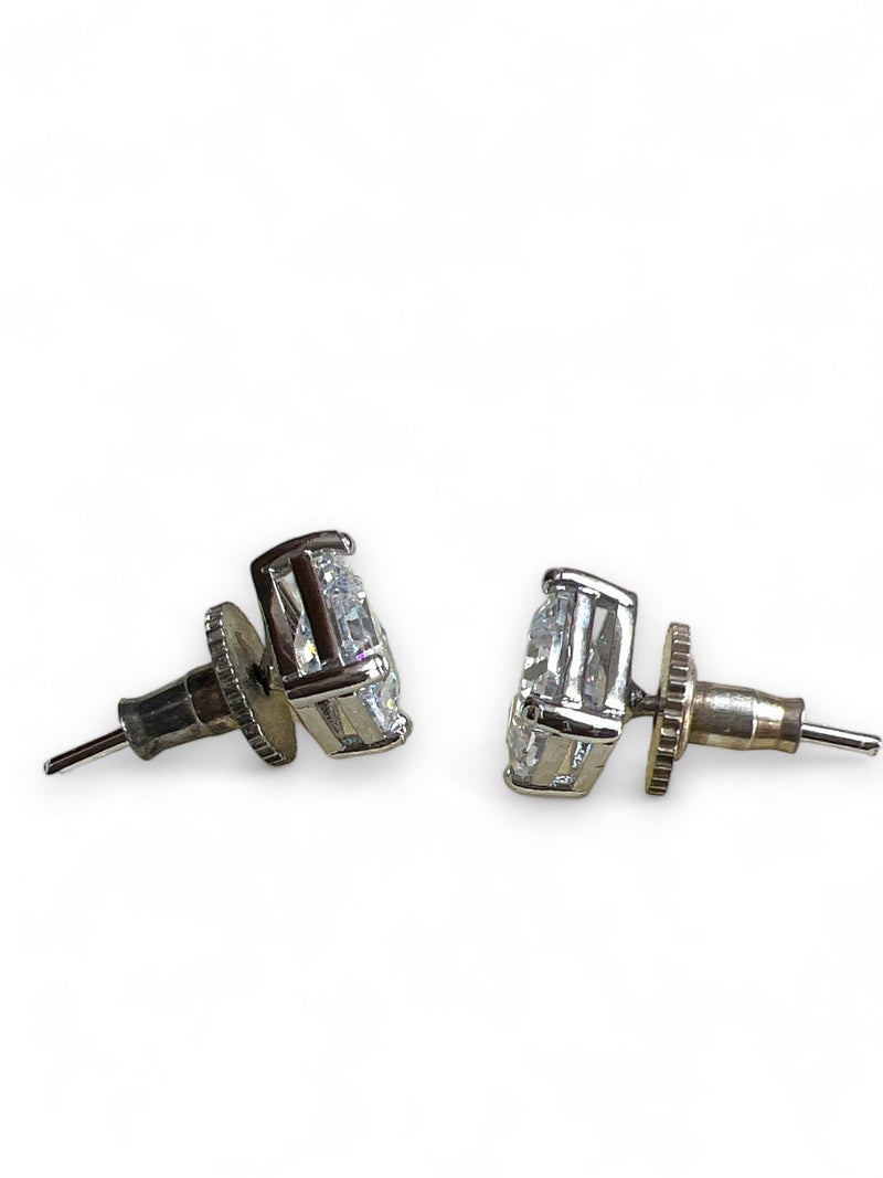 LE MARTIN SILVER PLATED WHITE SQUARE SHAPED STUD EARRINGS jewellery in 24K gold plating | XAGO Luxe