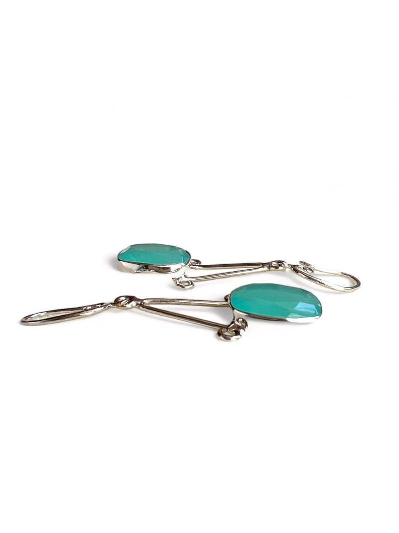 SILVER TONED BLUE CIRCULAR SHAPED DROP EARRING jewellery in 24K gold plating | XAGO Luxe
