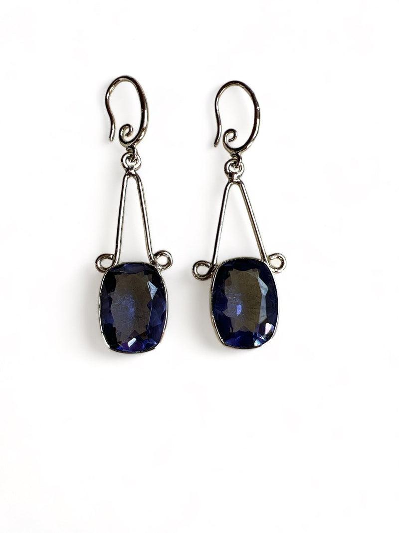 LE MATEO SILVER TONED PURPLE TEARDROP SHAPED DROP EARRING jewellery in 24K gold plating | XAGO Luxe