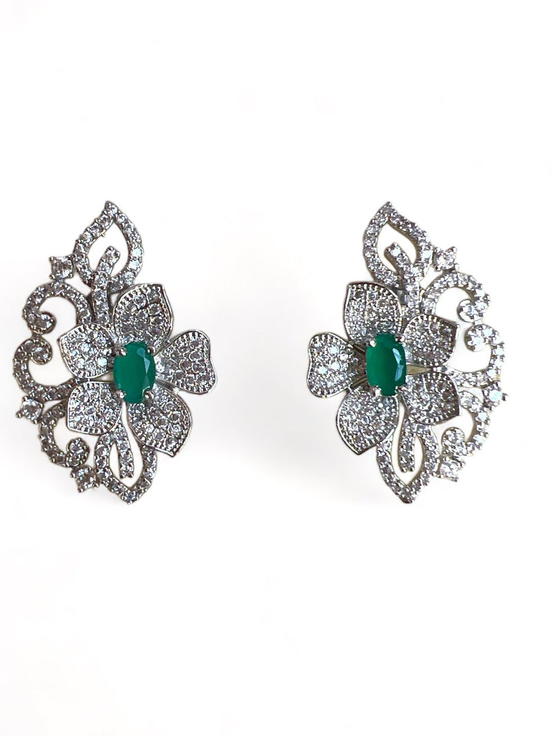 LE AMOR SILVER-PLATED & GREEN AD-STUDDED jewellery in 24K gold plating | XAGO Luxe