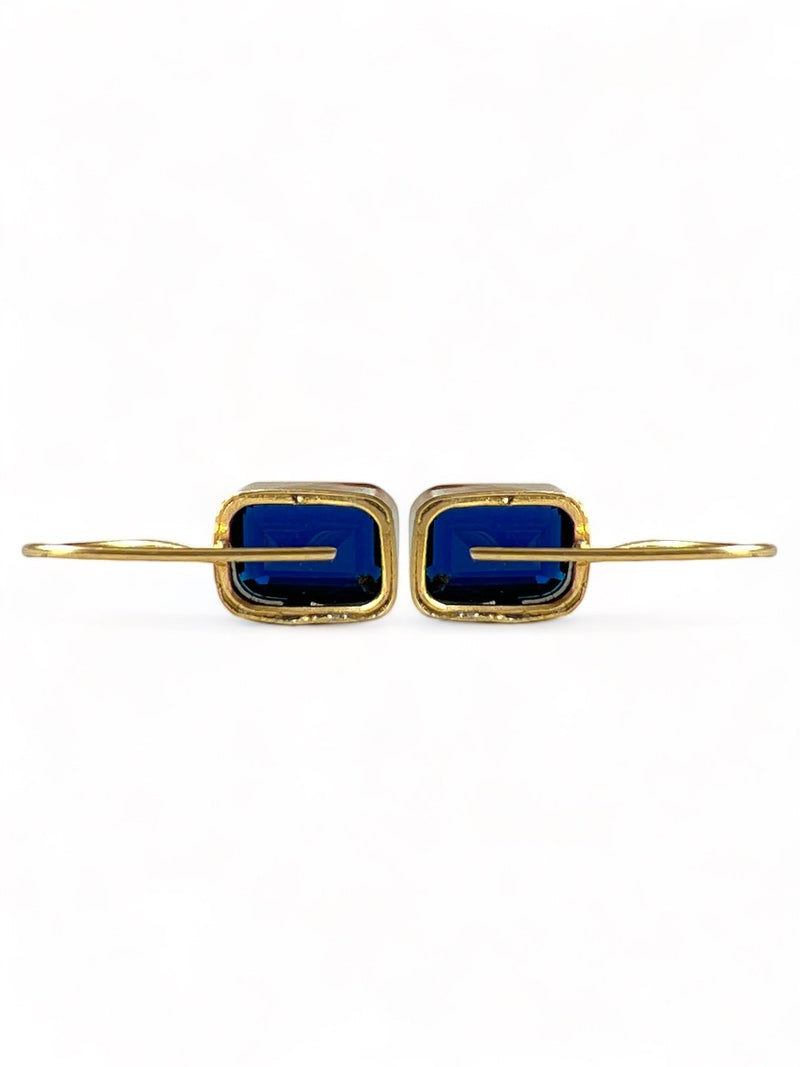 LE ISABELLA GOLD PLATED BLUE SQUARE STUD EARRING jewellery in 24K gold plating | XAGO Luxe