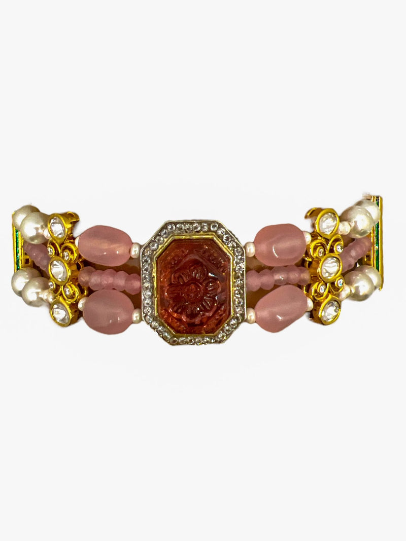 LE MARIO PINK PEARL & MOISSANITE NECKLACE jewellery in 24K gold plating | XAGO Luxe