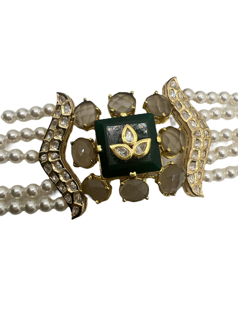 LE JOAQ BEADS & WHITE MOISSANITE NECKLACE SET jewellery in 24K gold plating | XAGO Luxe