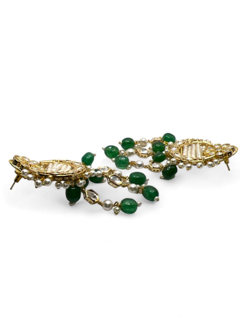 LE JOSE GREEN PEARL & MOISSANITE EARRINGS jewellery in 24K gold plating | XAGO Luxe