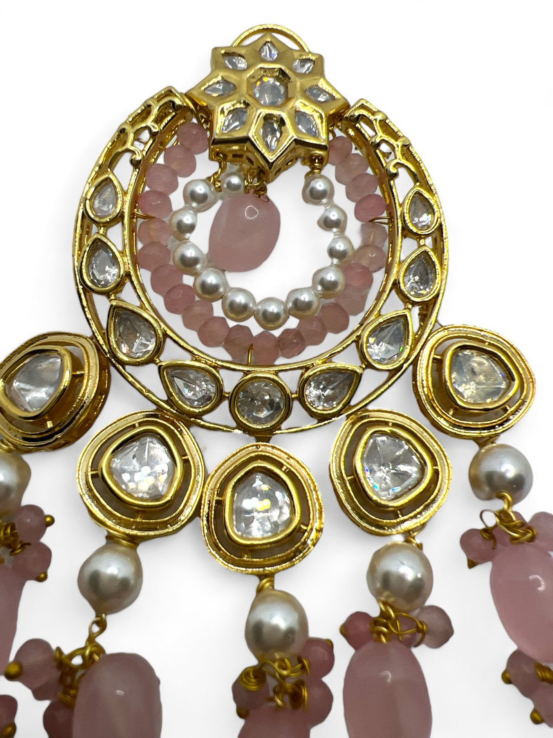 LE DAVID PINK PEARL & KUNDAN EARRINGS jewellery in 24K gold plating | XAGO Luxe