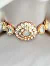 LE HANA GOLD AND WHITE KUNDAN NECKLACE jewellery in 24K gold plating | XAGO Luxe