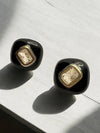 LE BELINDA BLACK CONTEMPORARY SHAPE EARRINGS jewellery in 24K gold plating | XAGO Luxe
