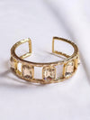 LE ORIYA GOLD PLATED AND WHITE STONE CUFF BRACELET jewellery in 24K gold plating | XAGO Luxe