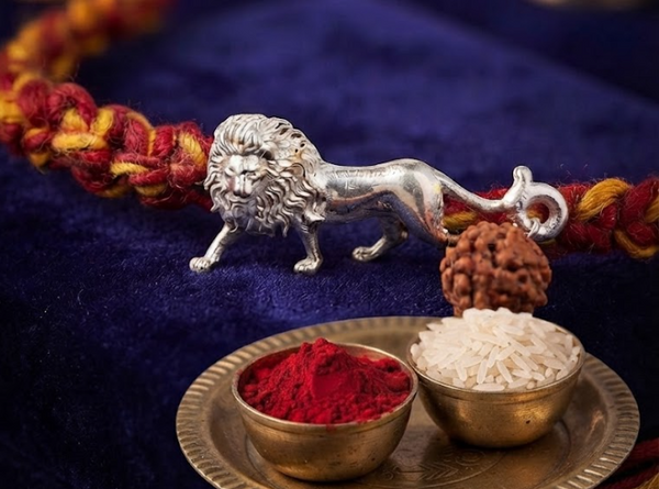 Xago Lion  Silver Rudraksha Rakhi