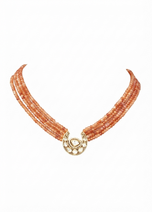 Sahiba Necklace Orange Pearl & Kundan Polki Necklace