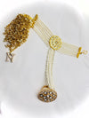 LE IRIKA WHITE PEARL & KUNDAN BRACELET jewellery in 24K gold plating | XAGO Luxe