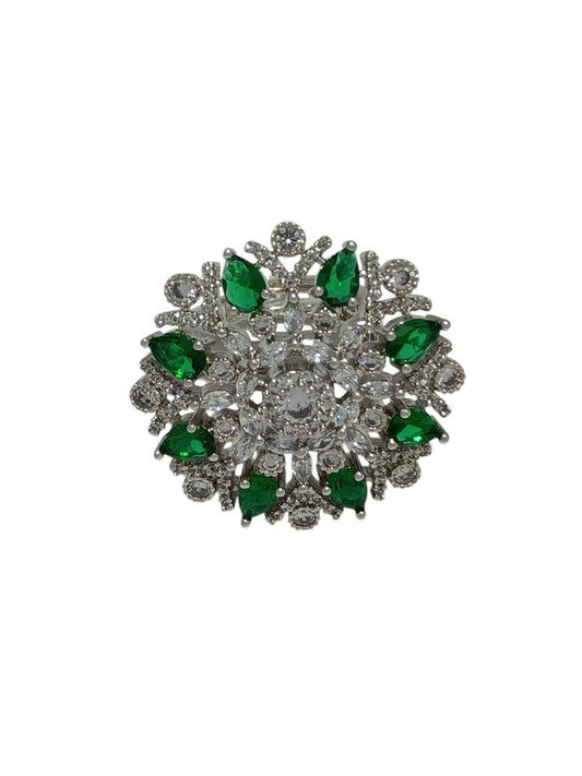 LE BHAMA GREEN FLOWER SHAPE ADJUSTABLE FINGER RINGS