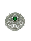 GREEN SILVER-PLATED FLOWER SHAP ADJUSTABLE FINGER RINGS