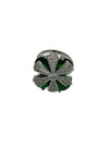 Modern Emerald-Tone Zircon and American Diamond Petal Statement Ring