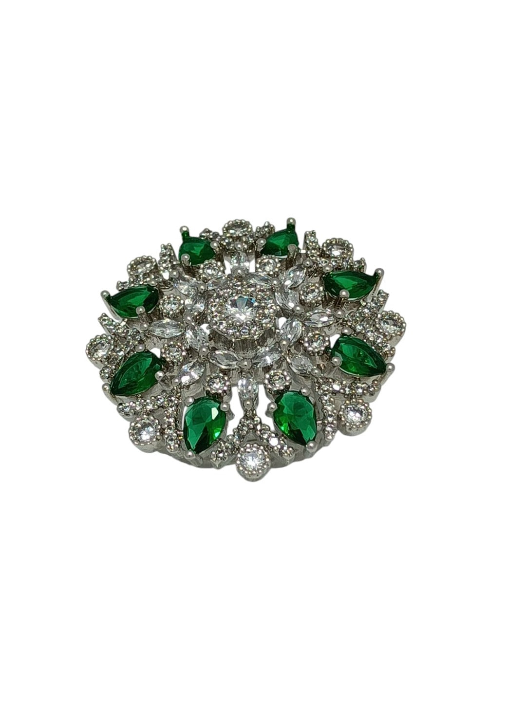 LE BHAMA GREEN FLOWER SHAPE ADJUSTABLE FINGER RINGS