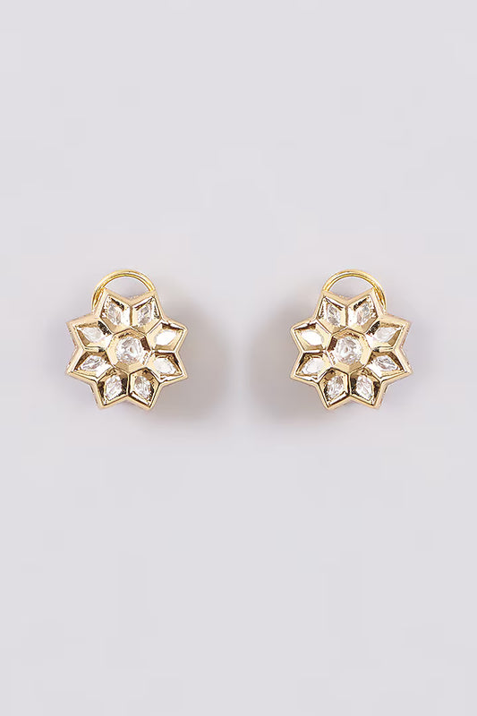 Le Elina XAGO Kundan Stud Earring - Brass 22K Gold Plated.