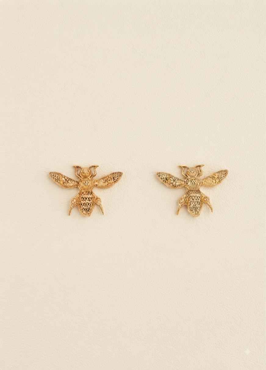 Xago Buzzin Studs in 22K Gold Finish | Bee-Inspired Designer Earrings