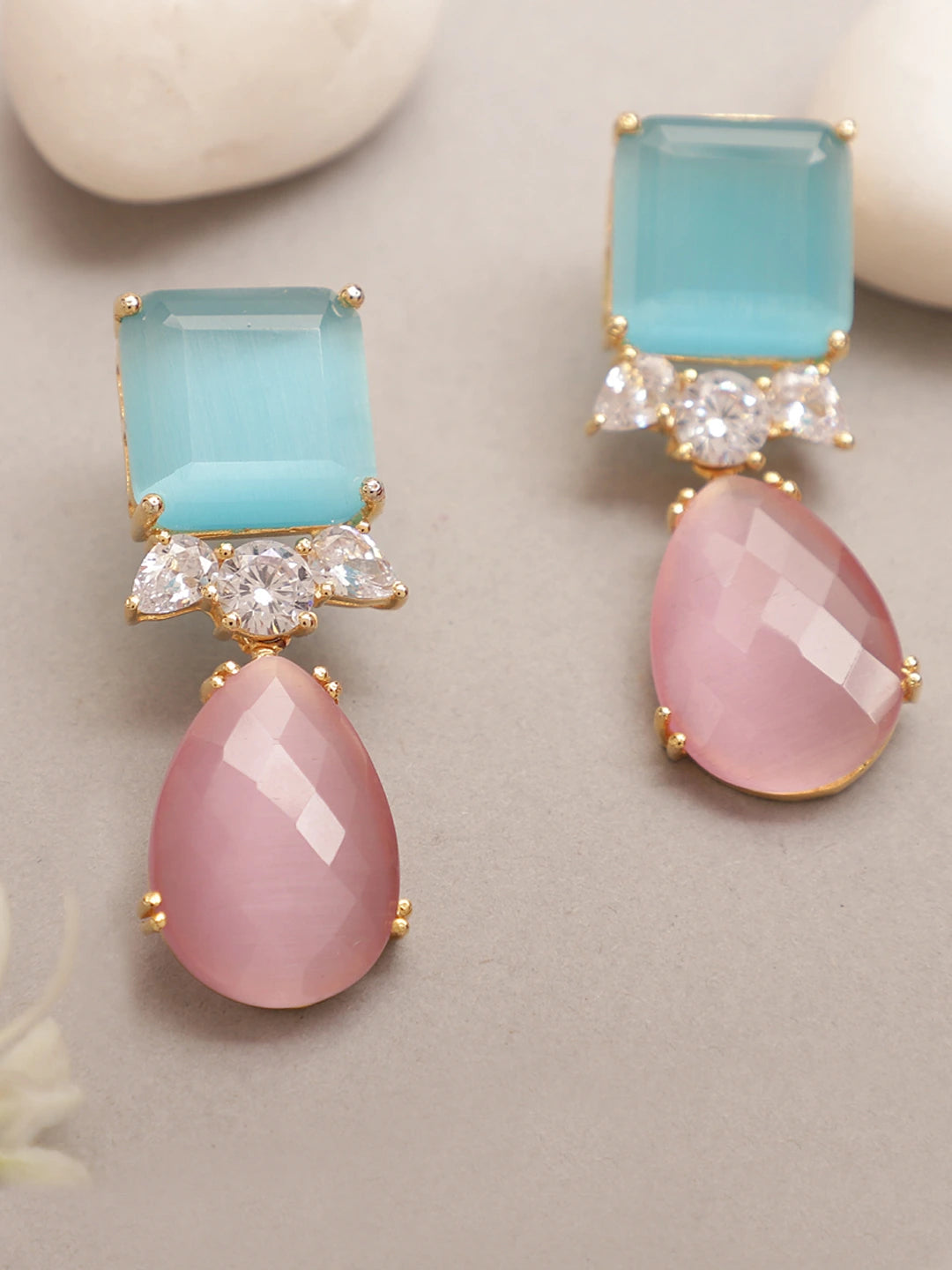 Aqua Rosé Cascade Earrings