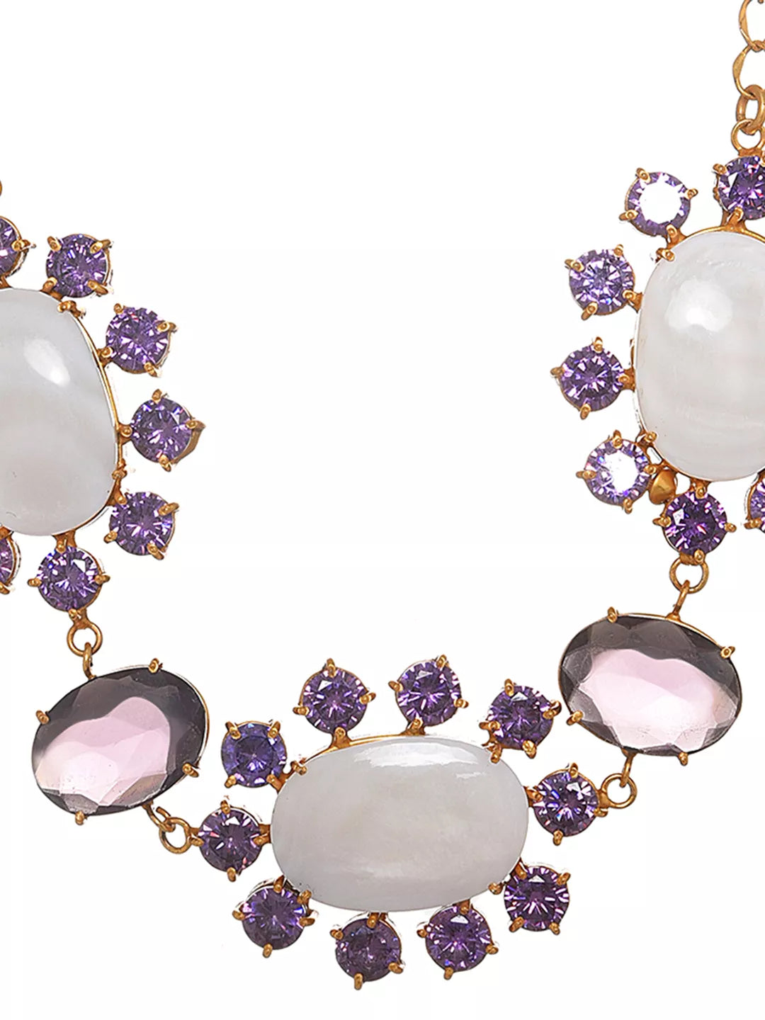 Xago Zoe Amethyst & Mother of Pearl Choker | Handcrafted Gemstone Statement Necklace