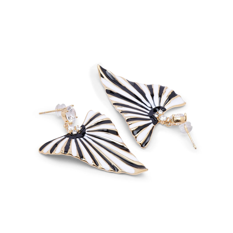 Back view of Eclipse Fan earrings showing post and crystal stud