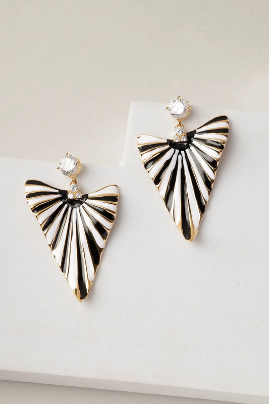 Eclipse Fan statement earrings displayed on white surface