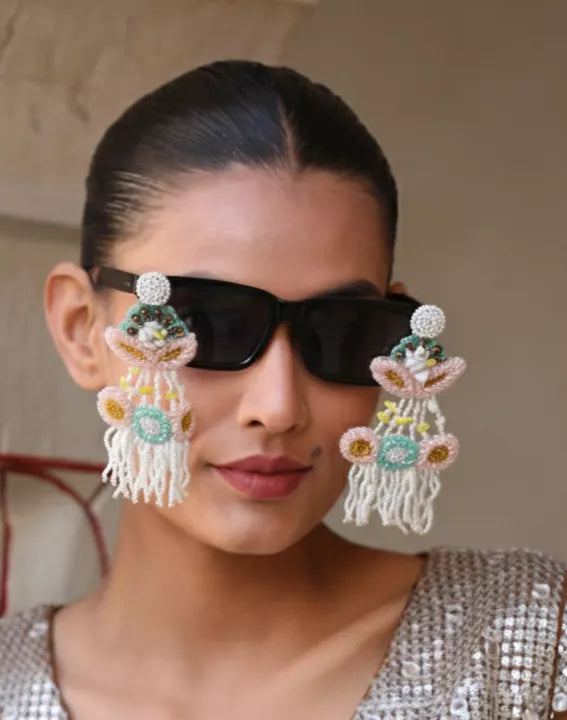 Xago Garden Sunglasses | Hand-Beaded Floral Fringe Statement Shades