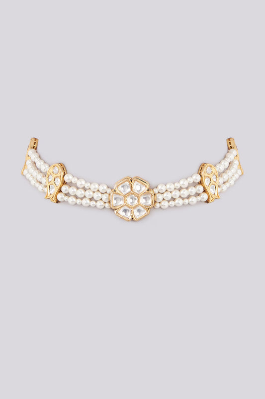 XAGO Le Rubita Moissanite Polki & Pearl Choker Necklace