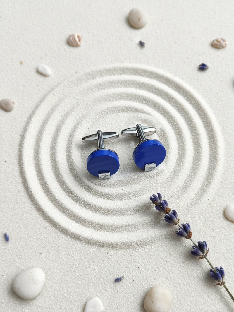 Azure Crest Round Cufflinks