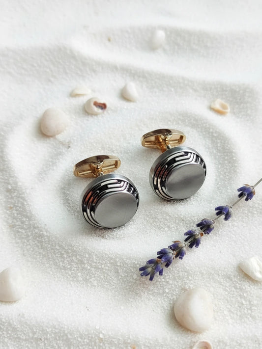 Aureon Round Duo-Tone Cufflinks