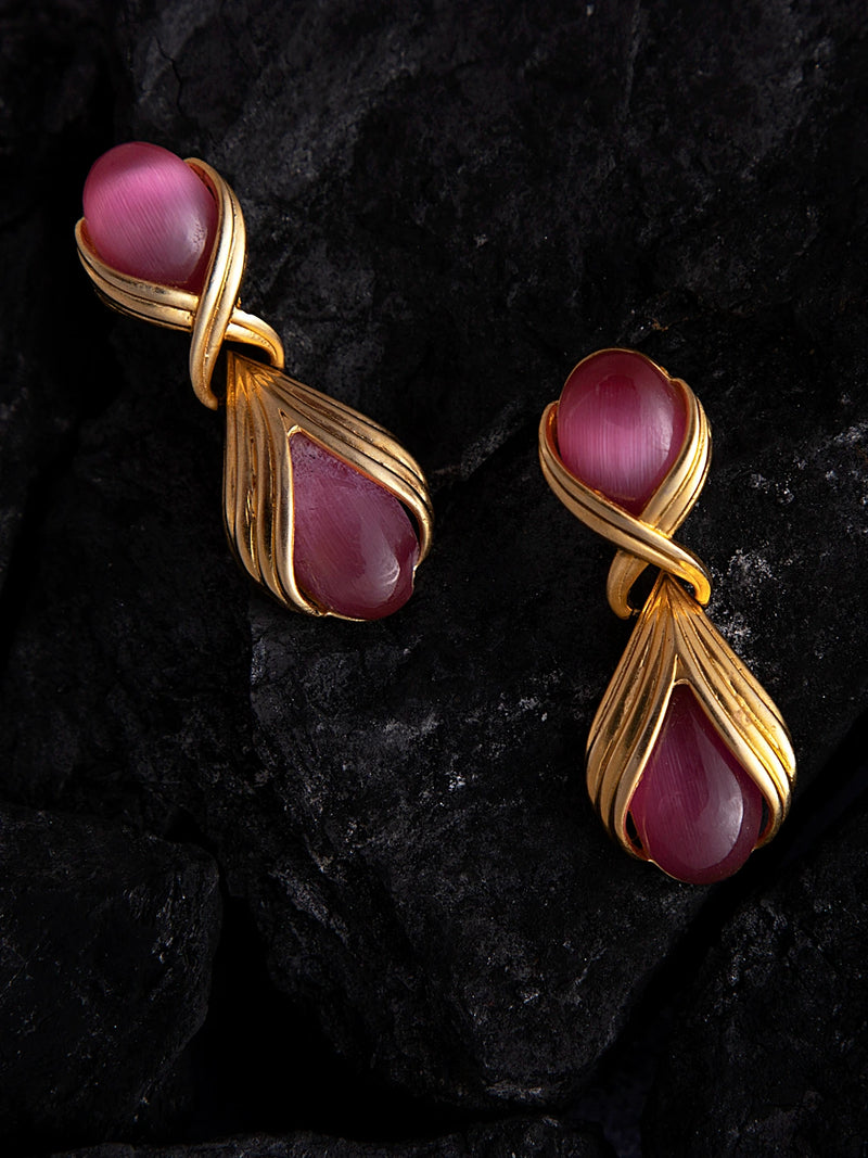 Rosé Nocturne Pink Stone Drop Earrings