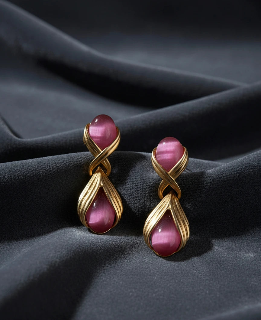 Rosé Nocturne Pink Stone Drop Earrings