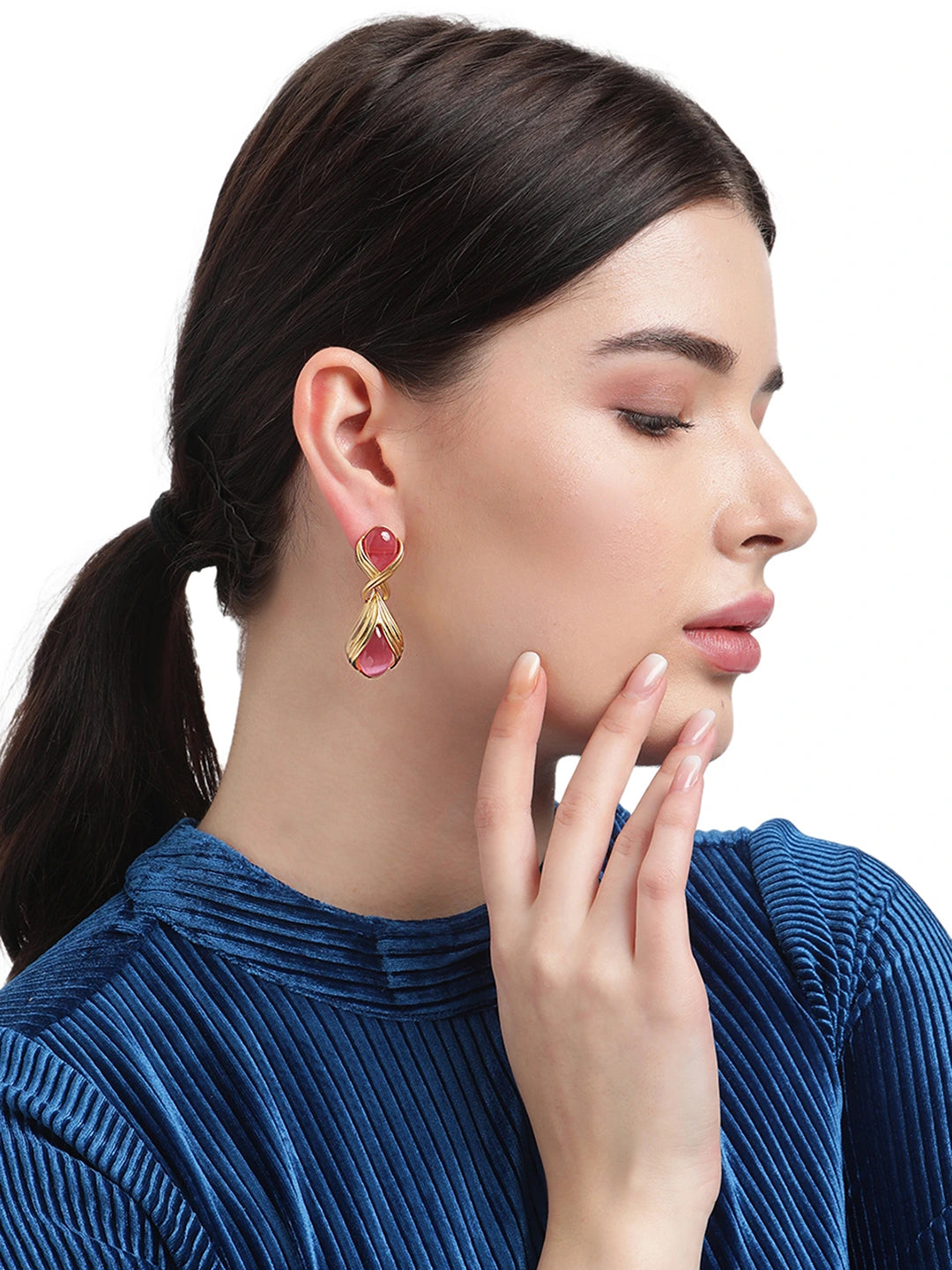 Rosé Nocturne Pink Stone Drop Earrings