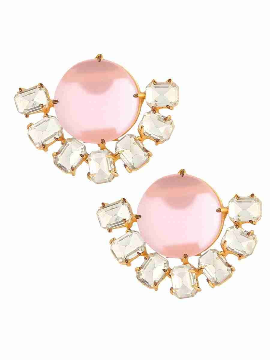 BELINDA PINK CHALCEDONY AND CRYSTAL EARRINGS - Image 2