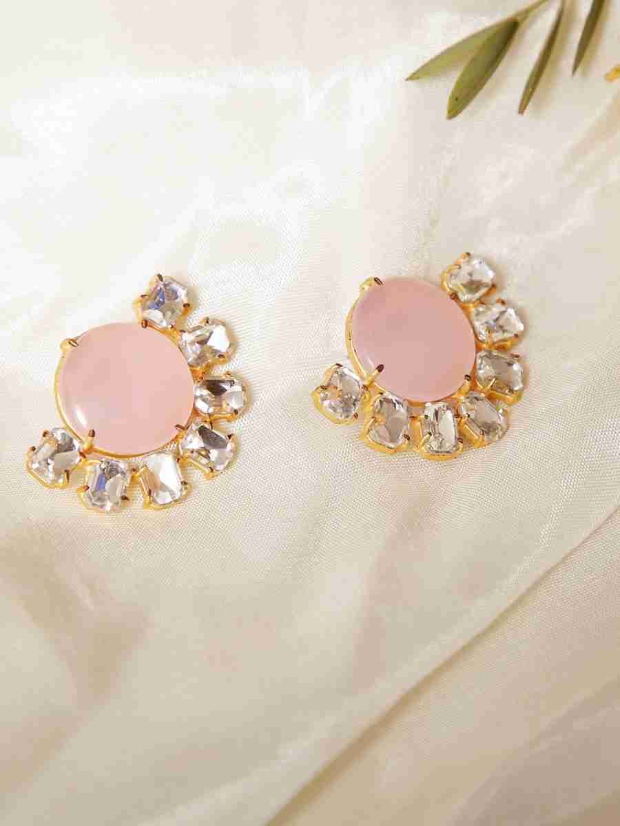 BELINDA PINK CHALCEDONY AND CRYSTAL EARRINGS