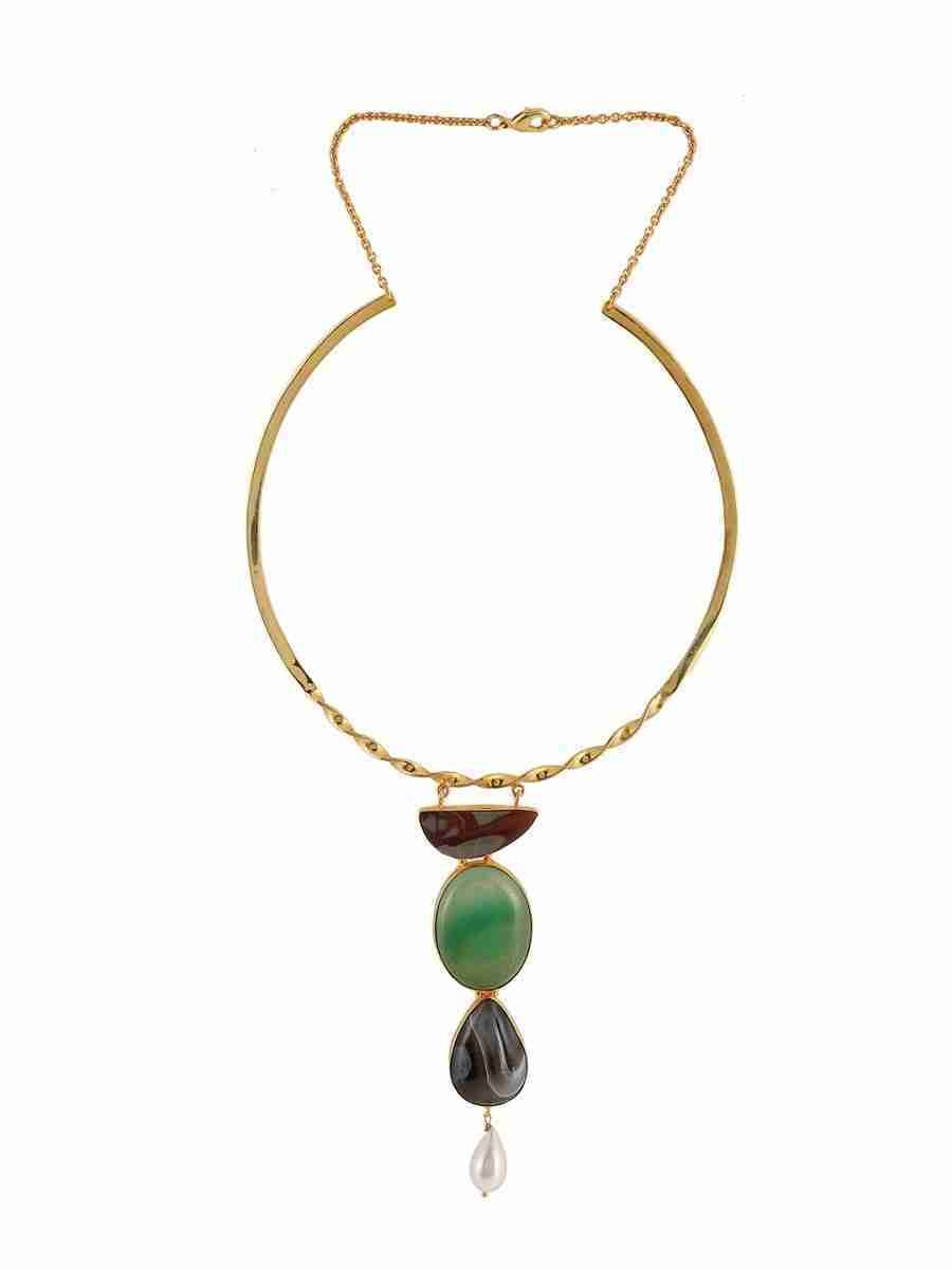 SRINO GOLD TONED NECKLACE WITH SEMIPRECIOUS STONE - Image 2