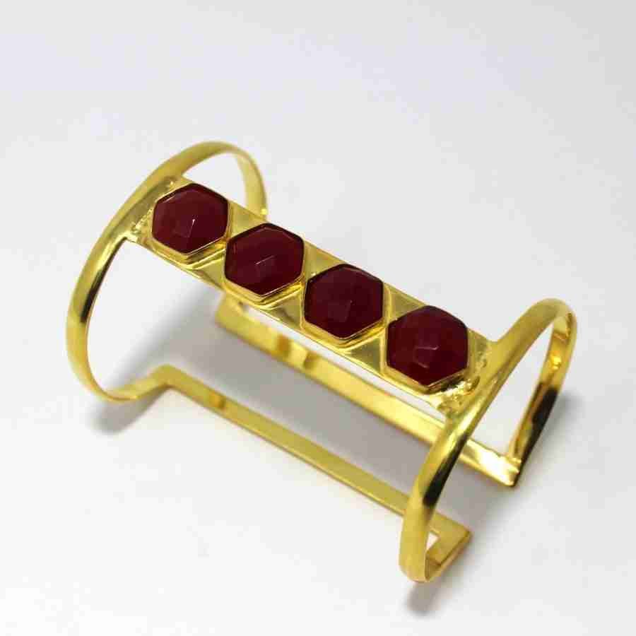 ONEAT GOLD TONED CUFFLINK WITH RED ONYX STONE - Image 2