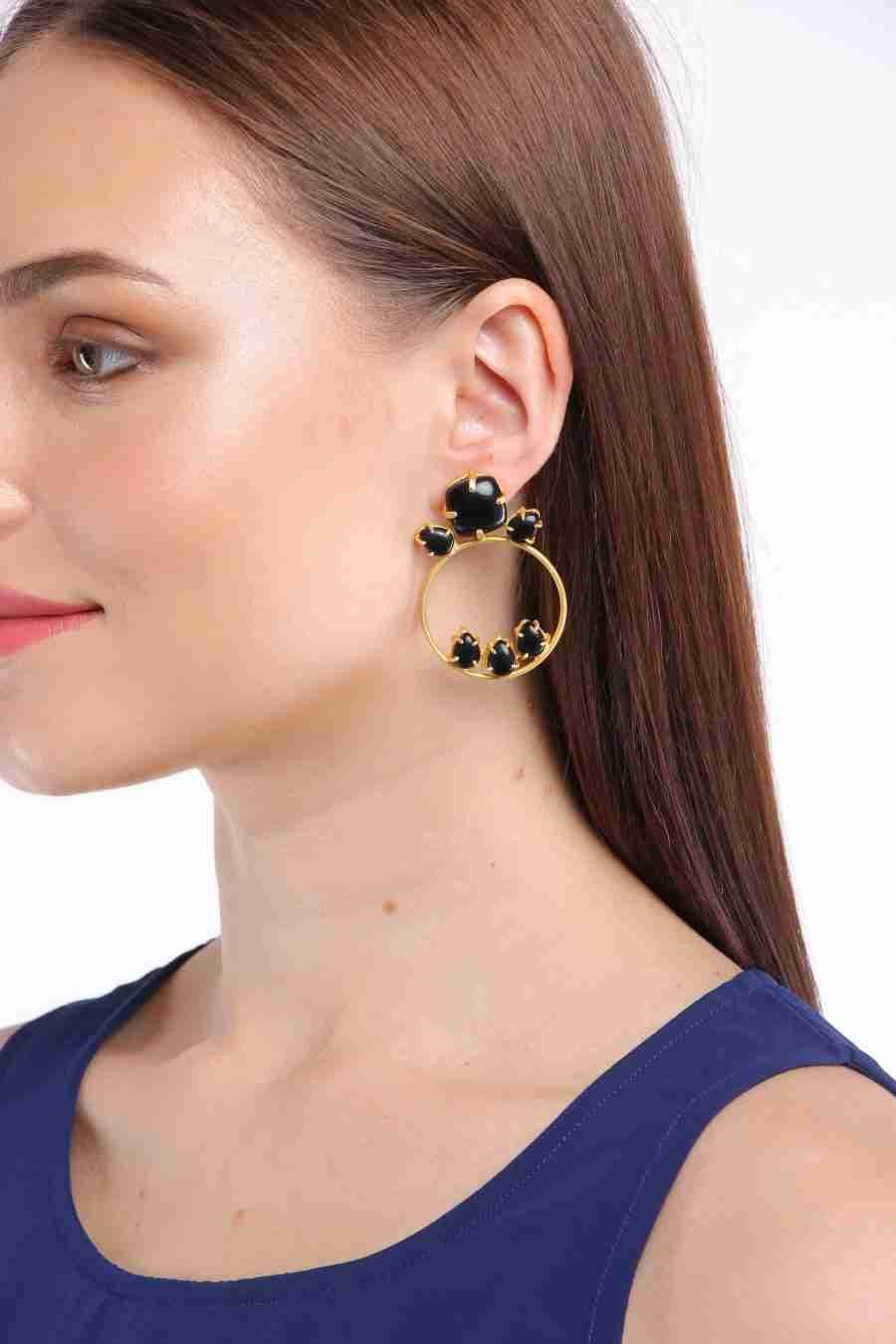 LUCIA BLACK ONYX  STUDS