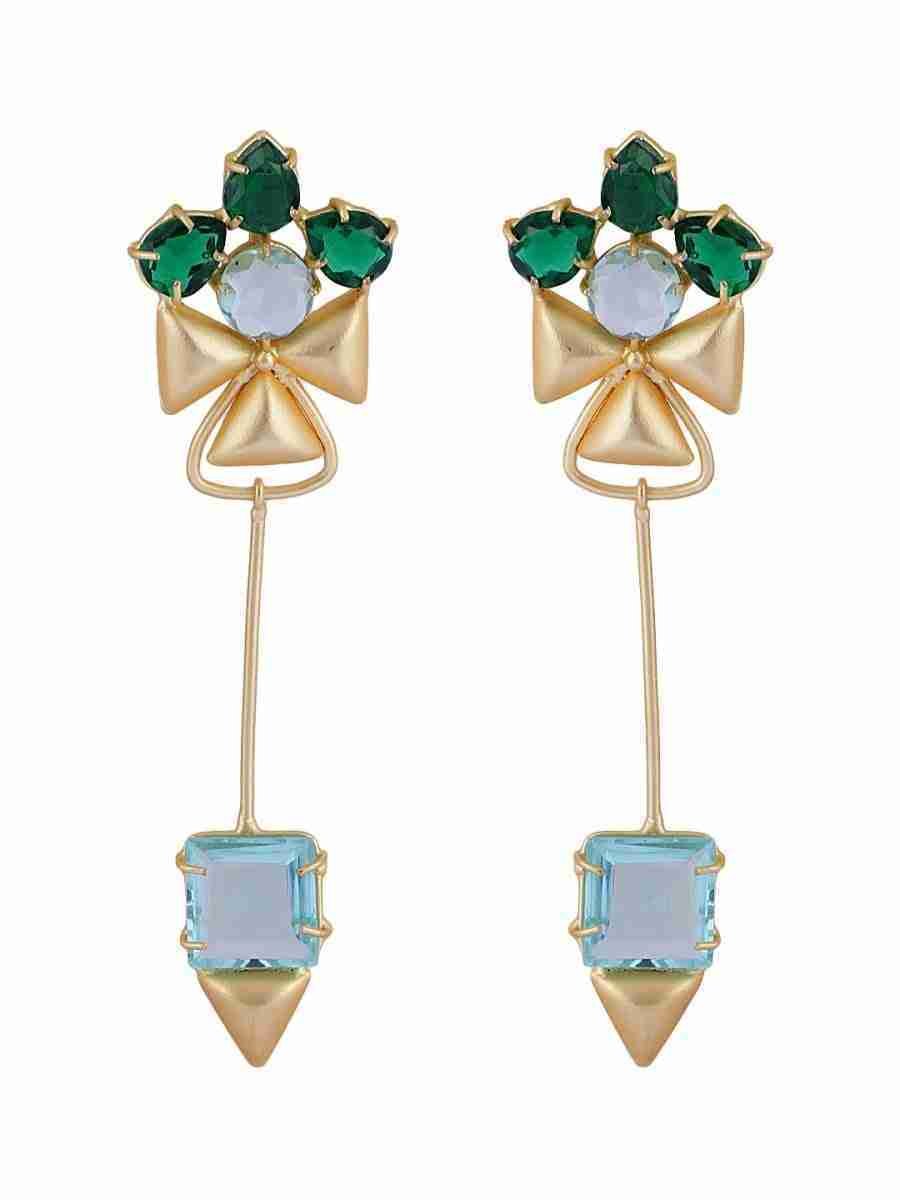 ORIETA  GREEN ONYX AND BLUE TOPAZ DROP EARRINGS - Image 4